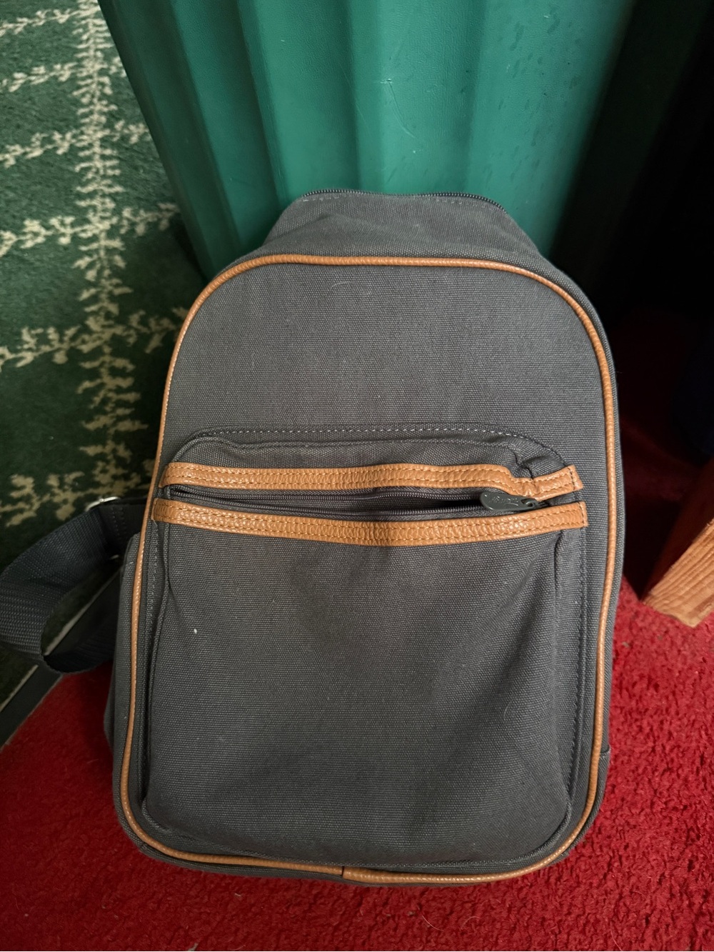 Black Sling Bag with Brown Trim sling lunch bag